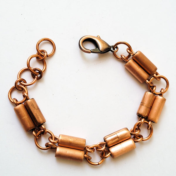 Handmade Unisex Copper Tube Bracelet – Adjustable with Lobster Clasp & Jump Rings