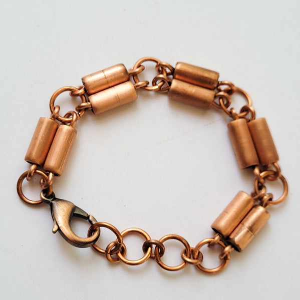 Handmade Unisex Copper Tube Bracelet – Adjustable with Lobster Clasp & Jump Rings
