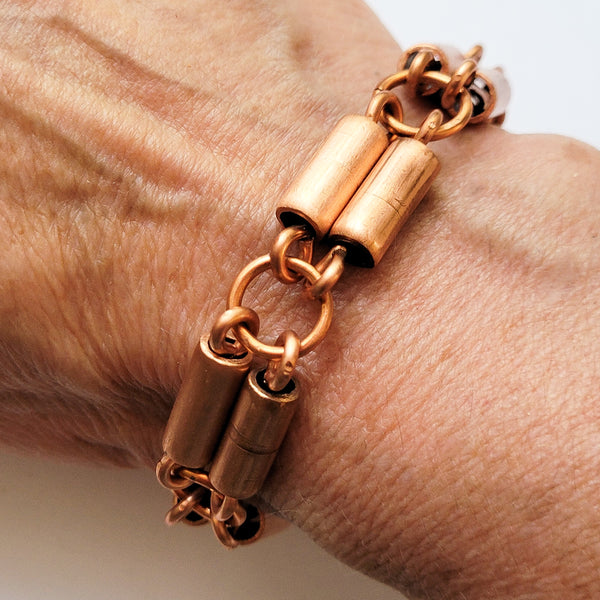 Handmade Unisex Copper Tube Bracelet – Adjustable with Lobster Clasp & Jump Rings