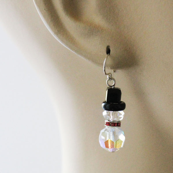 Swarovski Crystal Snowman Earrings
