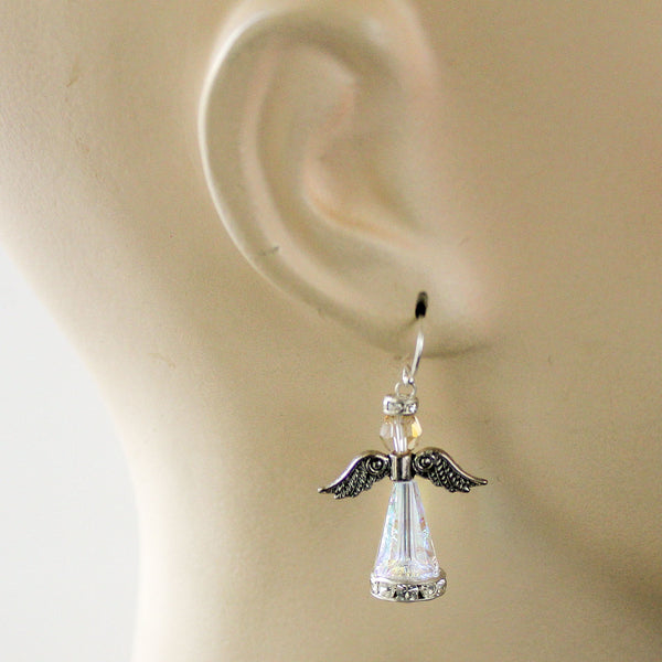 Swarovski Crystal Christmas Angel Earrings