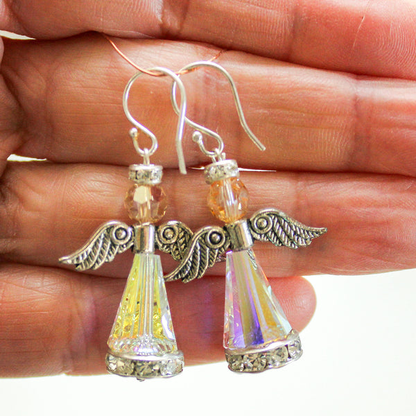 Swarovski Crystal Christmas Angel Earrings