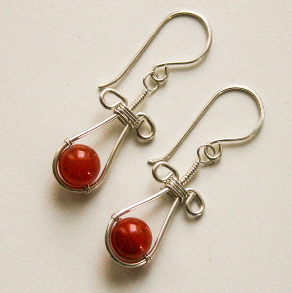 Carnelian Sterling Silver Earrings