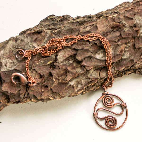Celtic Copper Pendant Necklace - Gift for Her