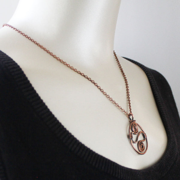 Celtic Copper Pendant Necklace - Gift for Her