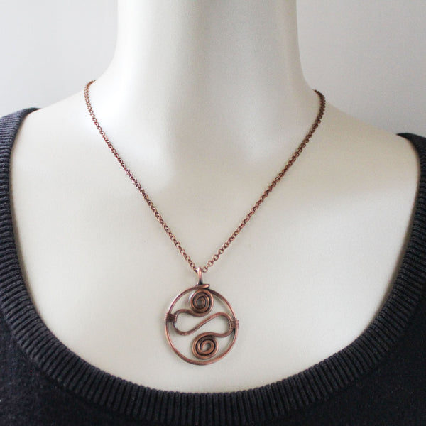 Celtic Copper Pendant Necklace - Gift for Her