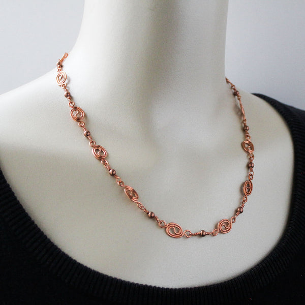 Copper Chain Spiral Necklace