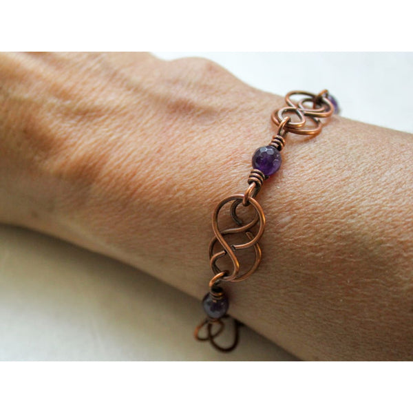 Celtic Amethyst Copper Bracelet