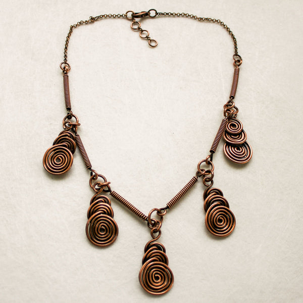 Copper Spiral Necklace - Adjustable