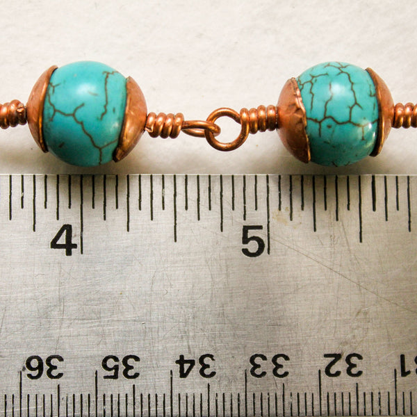 Turquoise Copper Bracelet, Matching Earrings - Adjustable