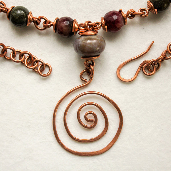 Labradorite Copper Spiral Pendant - Adjustable