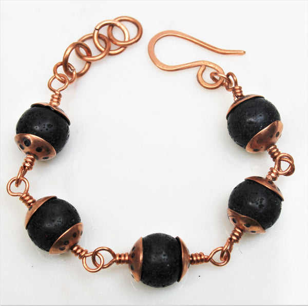 Lava Stone Copper Bracelet