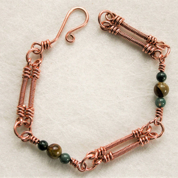 Moss Agate Copper Bracelet - Gift for Her