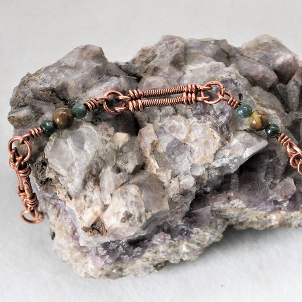 Moss Agate Copper Bracelet - Gift for Her