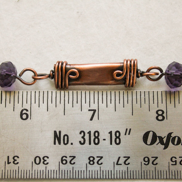 Faceted Purple Crystal Copper Bracelet - Adjustable