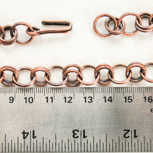 Chain Maille Copper Necklace, Matching Bracelet - Adjustable (UNISEX)