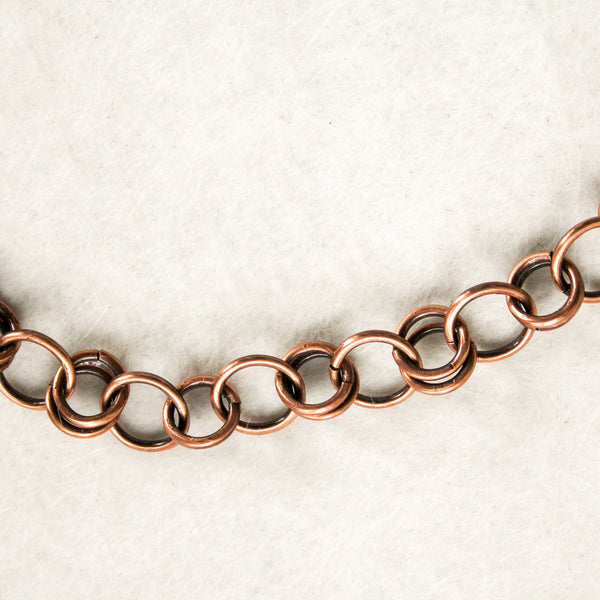 Chain Maille Copper Necklace, Matching Bracelet - Adjustable (UNISEX)