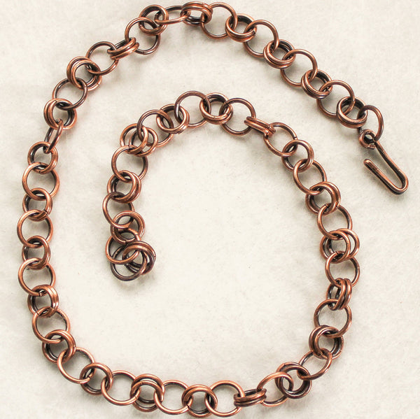Chain Maille Copper Necklace, Matching Bracelet - Adjustable (UNISEX)