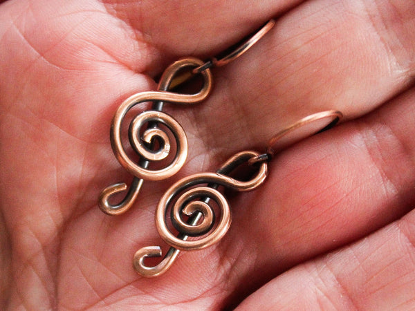 Treble Clef Copper Earrings