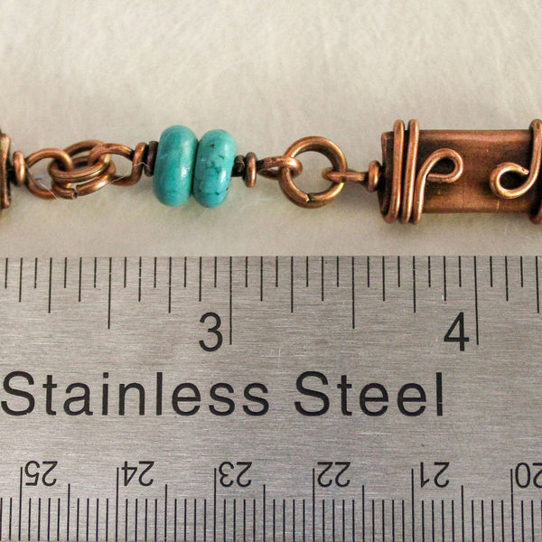 Turquoise Copper Bracelet - Adjustable