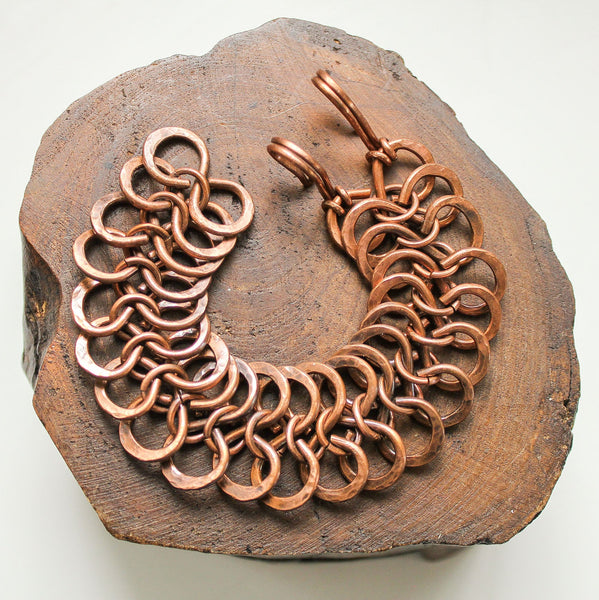 Celtic-Inspired Chunky Copper Bracelet – Infinity Figure 8, Textured Antique Finish, Unisex