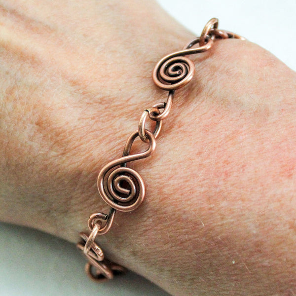 Treble Clef Copper Bracelet, Matching Earrings (UNISEX)