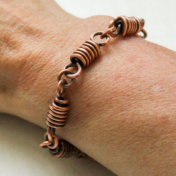 Unisex Copper Bracelet Wire Wrap Handcrafted and Adjustable