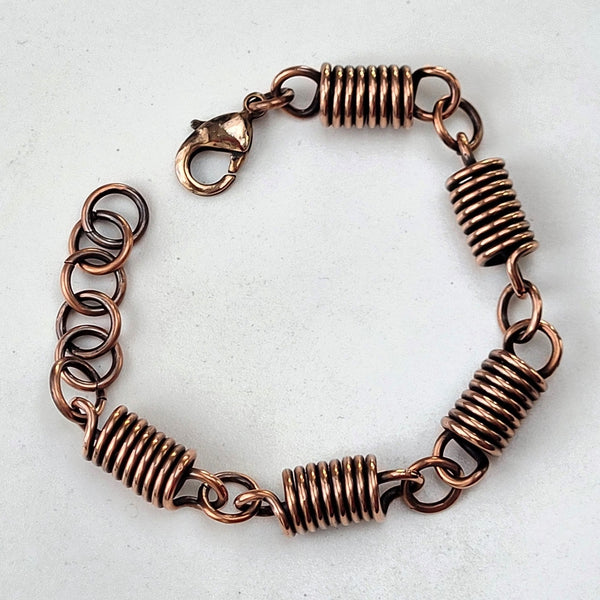 Unisex Copper Bracelet Wire Wrap Handcrafted and Adjustable