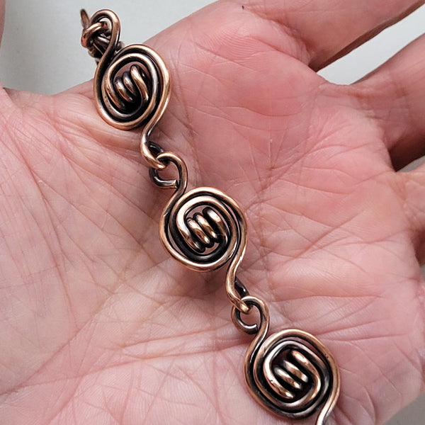 Handcrafted Copper Wirework Bracelet, Rustic Copper Bracelet for Men and Women, Adjustable