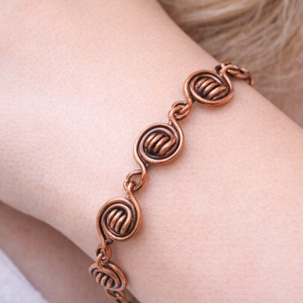 Handcrafted Copper Wirework Bracelet, Rustic Copper Bracelet for Men and Women, Adjustable