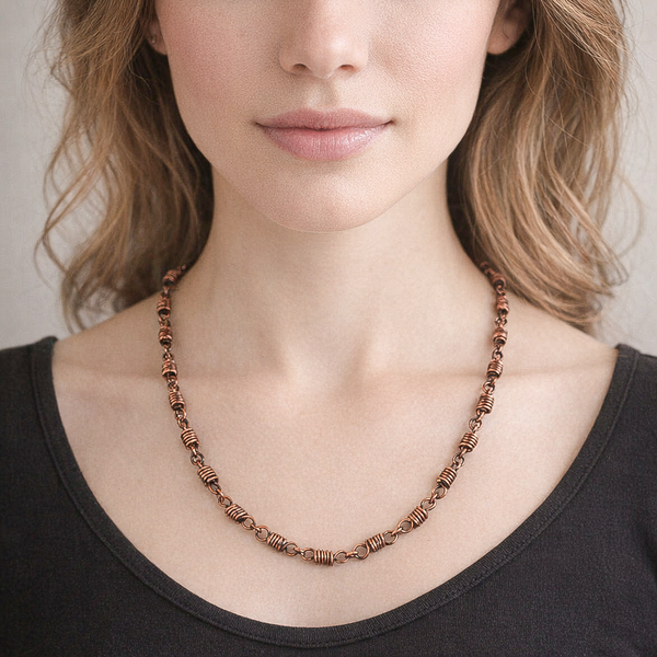 Copper Chain Necklace, Handcrafted link Chain, Unisex patinated Necklace
