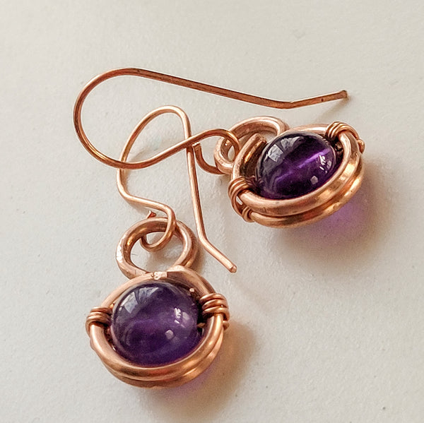 Exquisite Amethyst Copper Earrings, Matching Set – Perfect Gift for Her