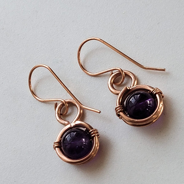 Exquisite Amethyst Copper Earrings, Matching Set – Perfect Gift for Her