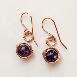 Exquisite Amethyst Copper Earrings, Matching Set – Perfect Gift for Her