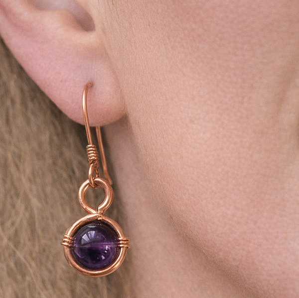 Infinity Amethyst Earrings, Handcrafted Purple Copper Earrings, Matching Set, Perfect Gift for Her