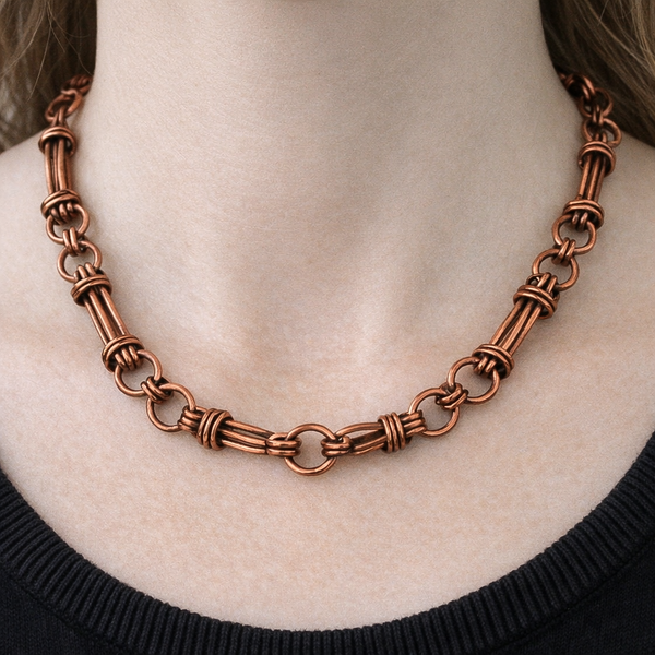 Copper Chain Necklace Unisex, Handmade Lightweight Statement Jewelry