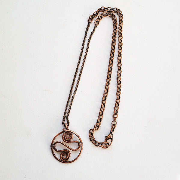 Celtic Copper Pendant Necklace, Handcrafted Spiral Necklace, Gift for Her, Gift for Him