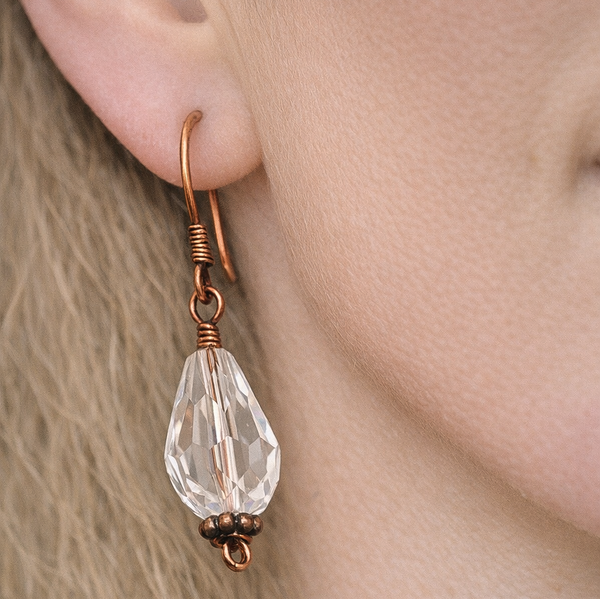 Clear Crystal Teardrop Earrings, Classic Crystal Dangle Earrings