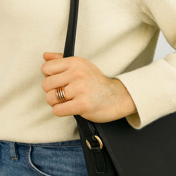Handcrafted Unisex Copper Ring — Four‑Coil Pure Copper Band (Sizes 3–13)