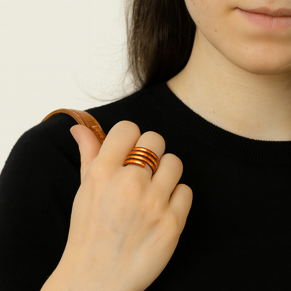 Handcrafted Unisex Copper Ring — Four‑Coil Pure Copper Band (Sizes 3–13)