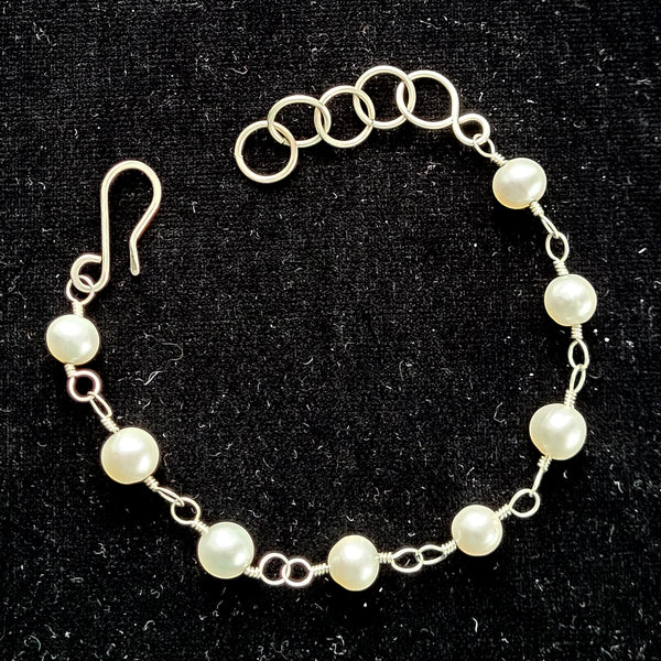 Classic Freshwater Pearl Sterling Silver Earrings, Floral Hooks, Timeless, Matching Bracelet