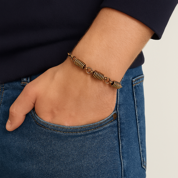 Handcrafted Copper Coil Bracelet, Oxidized Finish,  Unisex Adjustable Jewelry