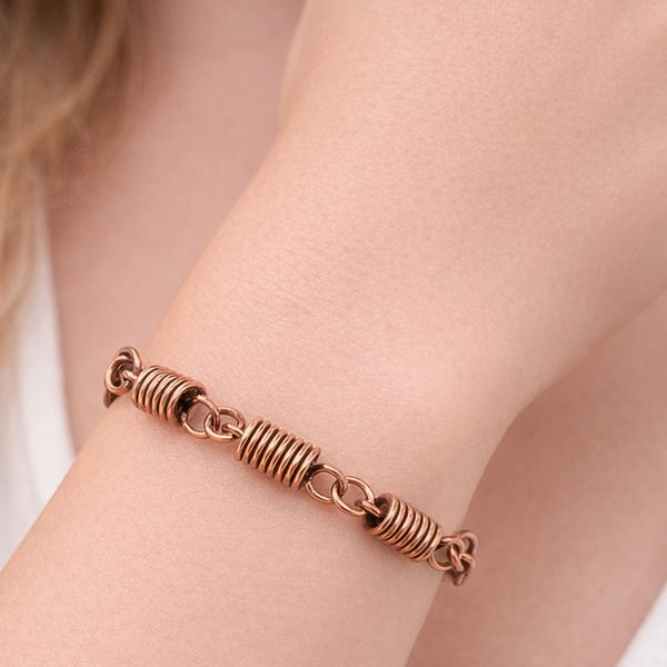 Handcrafted Copper Coil Bracelet, Oxidized Finish,  Unisex Adjustable Jewelry