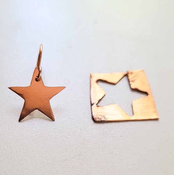 Minimalist Handcrafted Copper Star Earrings, Celestial Earrings, Gift for Her