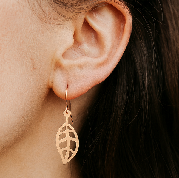 Minimalist Leaf Copper Earrings, Handcrafted Nature-inspired Leaves, Every day Earrings