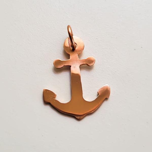 Minimalist Anchor Copper Pendant Necklace, Symbol, Matching Earrings