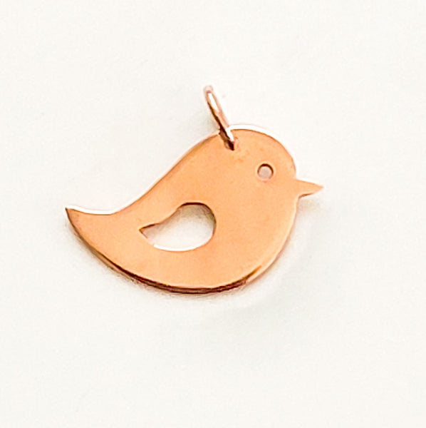 Minimalist Handcrafted Copper Bird Pendant, Matching Earrings