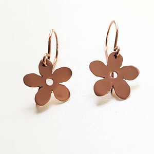 Minimalist Flower Copper Earrings, Everyday Wear