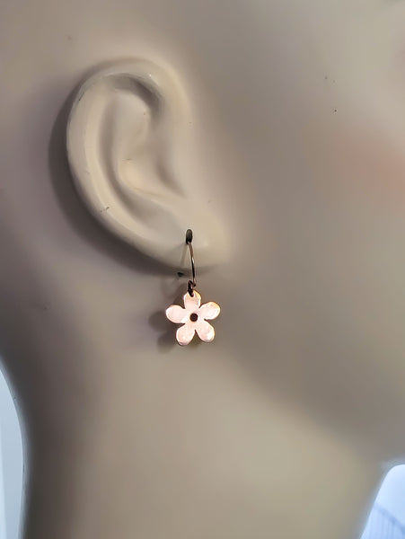 Minimalist Flower Copper Earrings, Everyday Wear