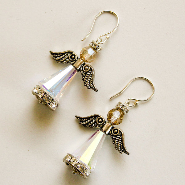 Swarovski Crystal Christmas Angel Earrings
